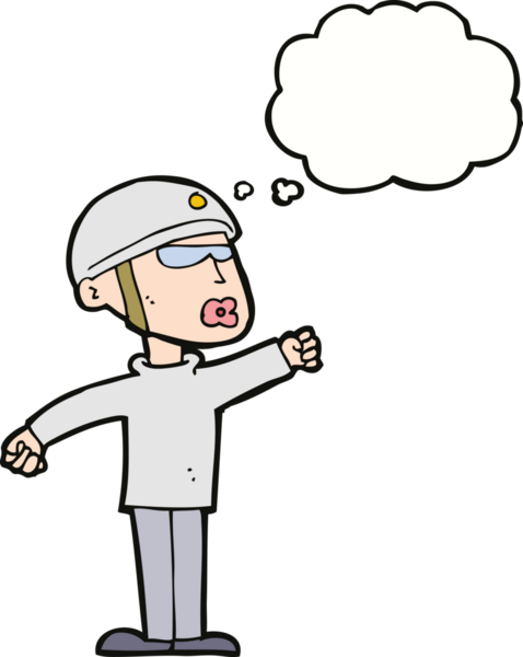 Bir insan tarafından çizilmiş düşünce balonu olan bir karikatür güvenlik elemanı.