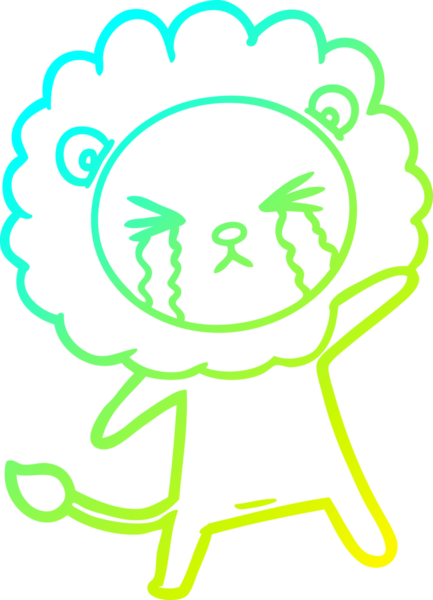 Bir insan tarafından çizilmiş ağlayan aslanın soğuk gradyan çizgisi