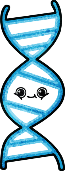 Bir insan tarafından çizilmiş DNA ipliğinin retro grunge desen karikatürü