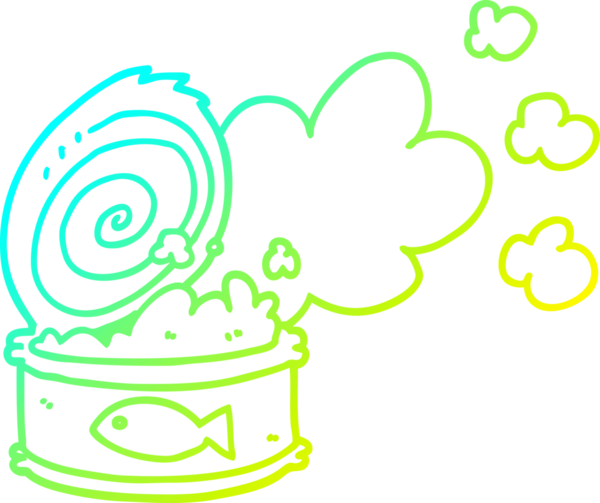 Bir insan tarafından çizilmiş kokuşmuş balık konservesinin soğuk gradyan çizimi.