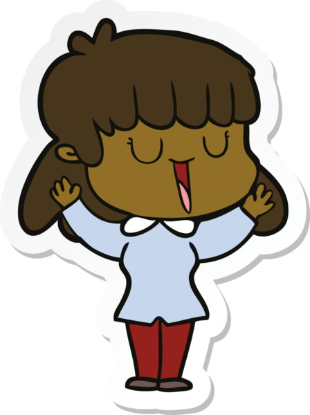 Bir insan tarafından çizilmiş bir karikatür kadının çıkartması.