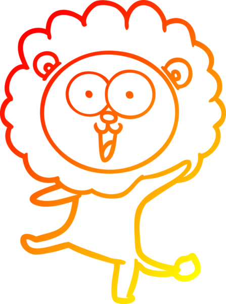 Bir insan tarafından çizilmiş mutlu çizgi film aslanının sıcak çizgi çizimi