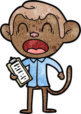 Bir insan tarafından çizilmiş bağıran çizgi maymun.