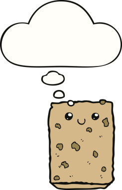 Bir insan tarafından çizilmiş düşünce balonlu bisküvi.