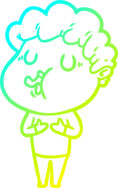 Bir insan tarafından çizilmiş bir çizgi film karakterinin çizimi.