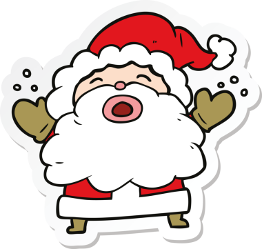 Bir insan tarafından çizilmiş Noel Baba çizgi filminin çıkartması.