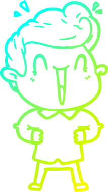 Bir insan tarafından çizilmiş, heyecanlı bir çizgi film çizimi.