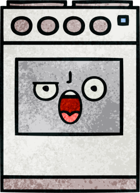 Bir insan tarafından çizilmiş mutfak fırınının retro grunge deseni.