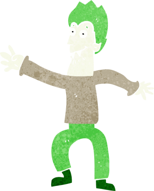 Bir insan tarafından çizilmiş bir vampir çizgi filmi.