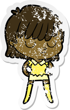 Bir insan tarafından çizilmiş karikatür bir kadının sıkıntılı çıkartması.