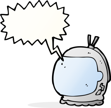 Bir insan tarafından çizilmiş konuşma balonu olan astronot miğferi.