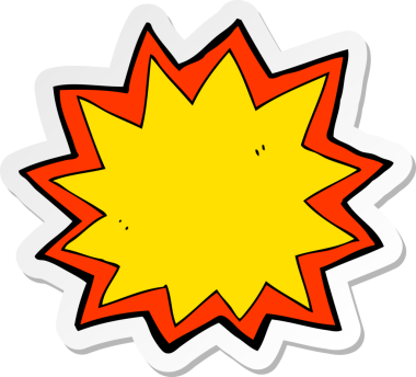 Bir insan tarafından çizilmiş bir çizgi film patlamasının çıkartması.