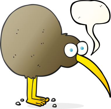 Bir insan tarafından çizilmiş serbest konuşma balonu çizgi filmi kivi