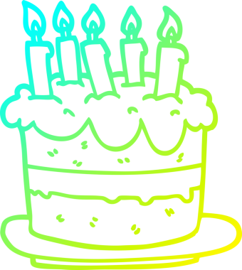 Bir insan tarafından çizilmiş bir doğum günü pastasının soğuk gradyan çizimi