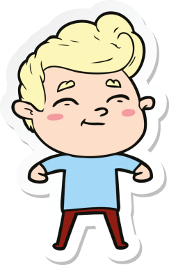 Bir insan tarafından çizilmiş mutlu bir çizgi film karakterinin çıkartması.