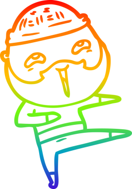 Bir insan tarafından çizilmiş mutlu sakallı bir adamın çizgi çizimi.