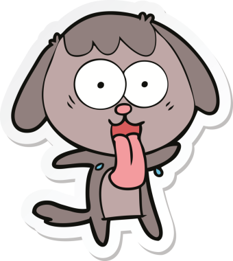 Bir insan tarafından çizilmiş şirin bir köpeğin çıkartması.