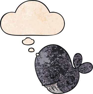 Bir insan tarafından çizilmiş grunge desenli düşünce balinası.