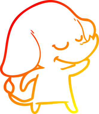 Bir insan tarafından çizilmiş gülümseyen bir filin sıcak çizgi çizimi