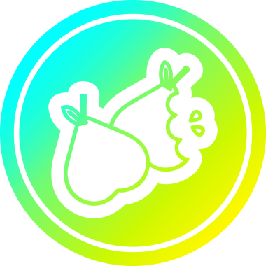 Isırılmış armut dairesel simgesi ve bir insan tarafından çizilmiş havalı gradyan bitiş.