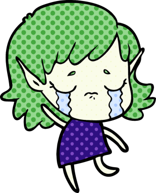 Bir insan tarafından çizilmiş ağlayan elf kızı.