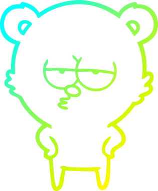 Sıkılmış bir ayı karikatürünün insan tarafından çizilmiş soğuk gradyan çizgisi