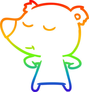 Bir insan tarafından çizilmiş mutlu bir kutup ayısının gökkuşağı gradyanı çizimi