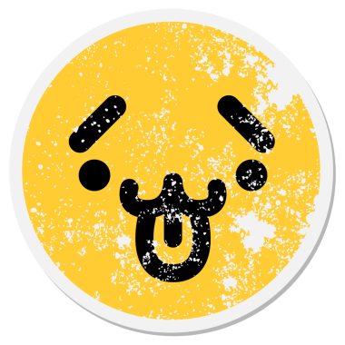 Bir insan tarafından çizilmiş sevimli, mutlu bir hayvan yüzü.