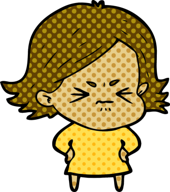 Bir insan tarafından çizilmiş kızgın bir kız.