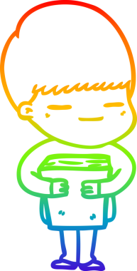 Gökkuşağı gradyan çizgi çizimi bir insan tarafından çizilmiş kendini beğenmiş bir çocuk.