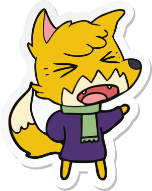 Bir insan tarafından çizilmiş kızgın bir tilkinin çıkartması.