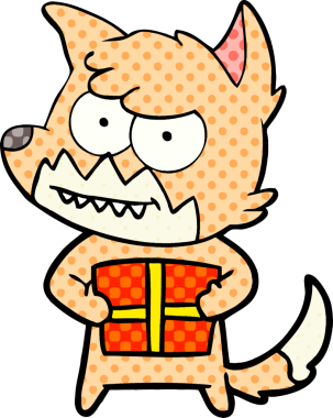 Bir insan tarafından çizilmiş, sırıtan tilki çizgi filmi