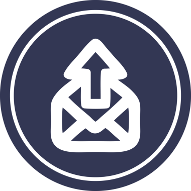 bir insan tarafından çizilmiş e- posta dairesel simgesi gönder