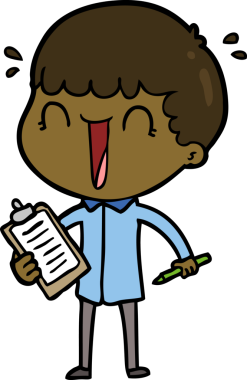 Bir insan tarafından çizilmiş gülen karikatür adam.