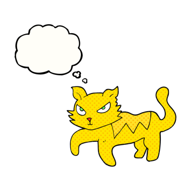 Bir insan tarafından çizilmiş serbest çizim baloncuk çizgi film kedisi.