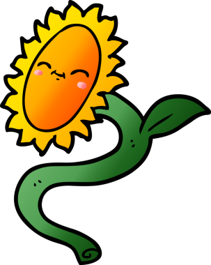 bir insan tarafından çizilmiş ayçiçeği çizgi filmi