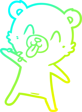 Bir insan tarafından çizilmiş dilden çıkmış kaba bir kutup ayısının soğuk çizgi çizimi.