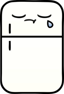 Bir insan tarafından çizilmiş bir buzdolabının gölgelenmiş karikatürü.