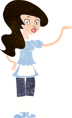 Bir insan tarafından çizilmiş çizgi film garsonu.