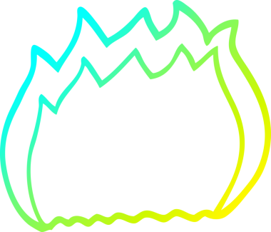 Bir insanın çizdiği çizgi film ateşinin soğuk eğimli çizgisi.