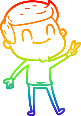 Bir insan tarafından çizilmiş gökkuşağı gradyan çizgi çizimi.