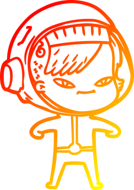 Bir insan tarafından çizilmiş bir astronot kadın çizgi çizimi.