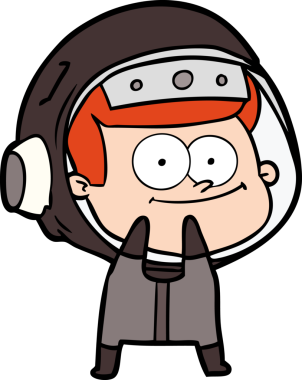 Bir insan tarafından çizilmiş mutlu astronot çizgi filmi.