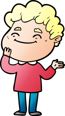 Bir insan tarafından çizilmiş çizgi film dostu bir adam.