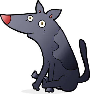 Bir insan tarafından çizilmiş çizgi film köpeği.