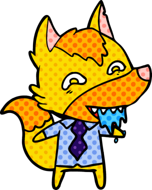 Ofis çalışanı Fox çizgi film karakteri bir insan tarafından çizilmiş.