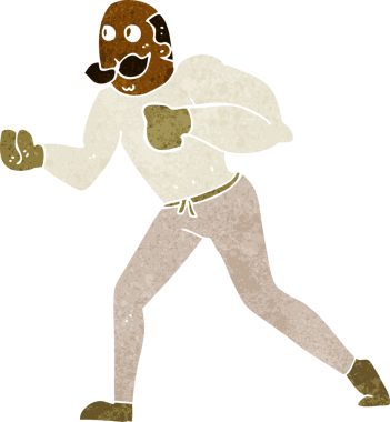 Bir insan tarafından çizilmiş retro boksör.