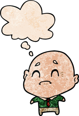 Bir insan tarafından çizilmiş grunge desenli düşünce baloncuğu olan yaşlı bir adam.