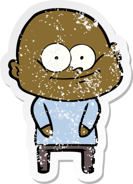 Bir insan tarafından çizilmiş kel bir adamın sıkıntılı çıkartması.