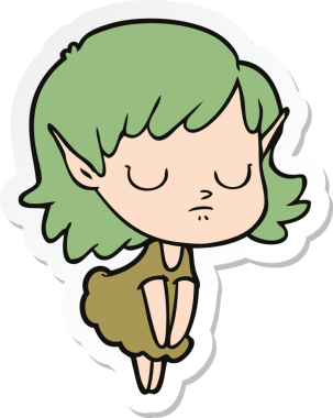 Bir insan tarafından çizilmiş bir elf kızının çıkartması.